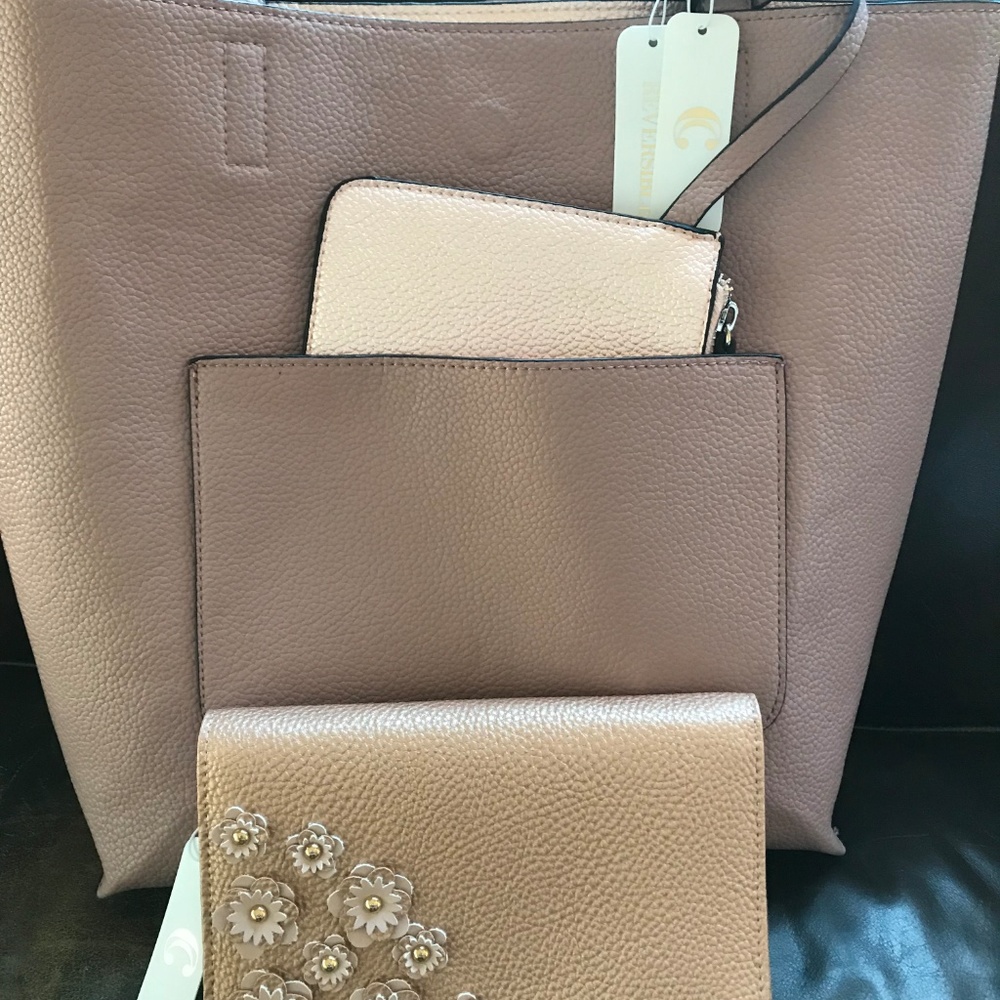 3 piece handbag tote purse wallet set GORGEOUS new